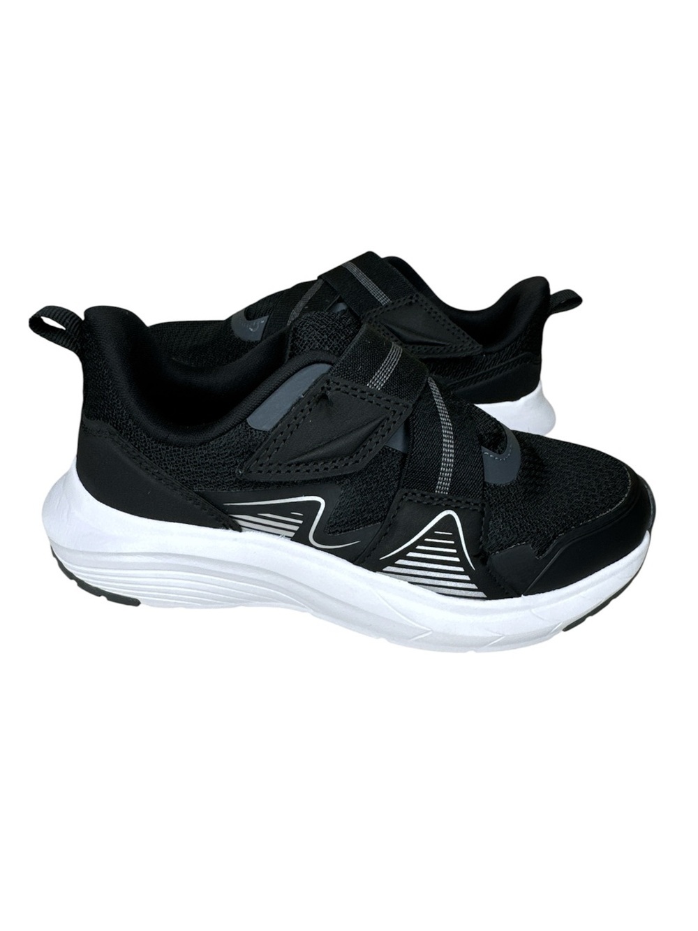 Athletic Works Kids Size 1 Sneakers Black Mesh Slip-On Memory Foam Shoes
